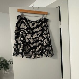 Reiss Black and White Patterned Mini Skirt